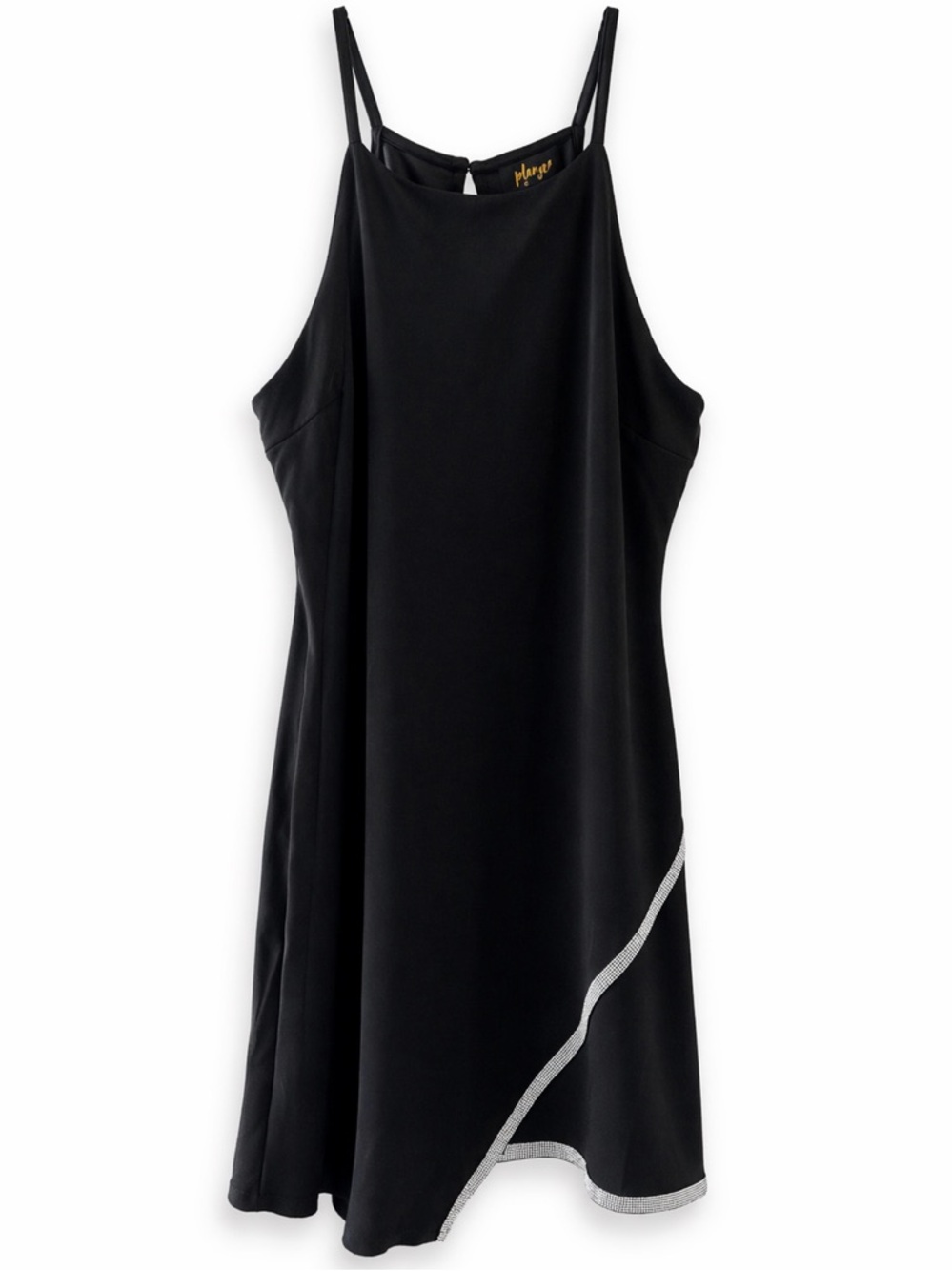 Planet Gold Black Slip Dress XXXL Rhinestone Trim Night Out Party Mini